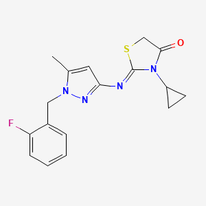 molecular formula C17H17FN4OS B10923807 (2Z)-3-cyclopropyl-2-{[1-(2-fluorobenzyl)-5-methyl-1H-pyrazol-3-yl]imino}-1,3-thiazolidin-4-one 