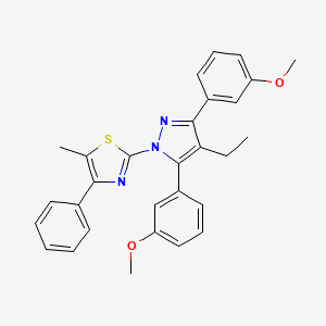 molecular formula C29H27N3O2S B10923864 2-[4-ethyl-3,5-bis(3-methoxyphenyl)-1H-pyrazol-1-yl]-5-methyl-4-phenyl-1,3-thiazole CAS No. 1006333-27-2