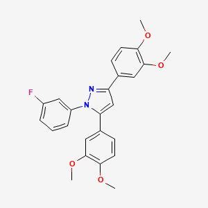 molecular formula C25H23FN2O4 B10923865 3,5-bis(3,4-dimethoxyphenyl)-1-(3-fluorophenyl)-1H-pyrazole 