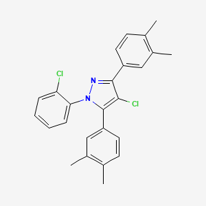 molecular formula C25H22Cl2N2 B10923873 4-chloro-1-(2-chlorophenyl)-3,5-bis(3,4-dimethylphenyl)-1H-pyrazole 