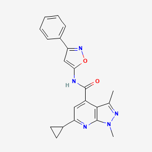 6-cyclopropyl-1,3-dimethyl-N-(3-phenyl-1,2-oxazol-5-yl)-1H-pyrazolo[3,4-b]pyridine-4-carboxamide