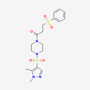 1-{4-[(1,5-dimethyl-1H-pyrazol-4-yl)sulfonyl]piperazin-1-yl}-3-(phenylsulfonyl)propan-1-one