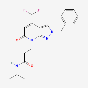 3-[2-benzyl-4-(difluoromethyl)-6-oxo-2,6-dihydro-7H-pyrazolo[3,4-b]pyridin-7-yl]-N-(propan-2-yl)propanamide