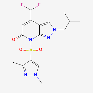 molecular formula C16H19F2N5O3S B10923922 4-(difluoromethyl)-7-[(1,3-dimethyl-1H-pyrazol-4-yl)sulfonyl]-2-(2-methylpropyl)-2,7-dihydro-6H-pyrazolo[3,4-b]pyridin-6-one 