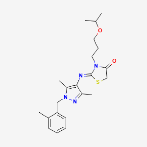 (2Z)-2-{[3,5-dimethyl-1-(2-methylbenzyl)-1H-pyrazol-4-yl]imino}-3-[3-(propan-2-yloxy)propyl]-1,3-thiazolidin-4-one