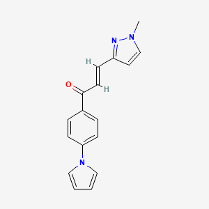 molecular formula C17H15N3O B10923937 (2E)-3-(1-methyl-1H-pyrazol-3-yl)-1-[4-(1H-pyrrol-1-yl)phenyl]prop-2-en-1-one 