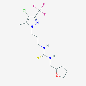 molecular formula C14H20ClF3N4OS B10923941 1-{3-[4-chloro-5-methyl-3-(trifluoromethyl)-1H-pyrazol-1-yl]propyl}-3-(tetrahydrofuran-2-ylmethyl)thiourea 