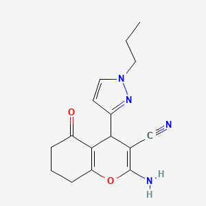 2-amino-5-oxo-4-(1-propyl-1H-pyrazol-3-yl)-5,6,7,8-tetrahydro-4H-chromene-3-carbonitrile