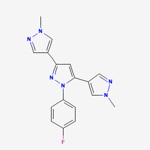 molecular formula C17H15FN6 B10924023 1-(4-Fluorophenyl)-3,5-bis(1-methylpyrazol-4-yl)pyrazole CAS No. 1006348-87-3