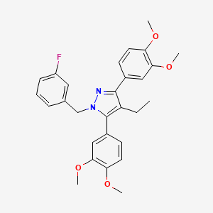 3,5-bis(3,4-dimethoxyphenyl)-4-ethyl-1-(3-fluorobenzyl)-1H-pyrazole