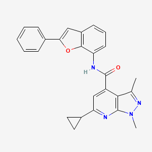 6-cyclopropyl-1,3-dimethyl-N-(2-phenyl-1-benzofuran-7-yl)-1H-pyrazolo[3,4-b]pyridine-4-carboxamide