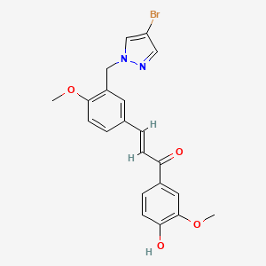 molecular formula C21H19BrN2O4 B10924065 (2E)-3-{3-[(4-bromo-1H-pyrazol-1-yl)methyl]-4-methoxyphenyl}-1-(4-hydroxy-3-methoxyphenyl)prop-2-en-1-one 