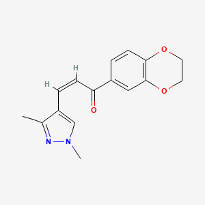 molecular formula C16H16N2O3 B10924071 (2Z)-1-(2,3-dihydro-1,4-benzodioxin-6-yl)-3-(1,3-dimethyl-1H-pyrazol-4-yl)prop-2-en-1-one 