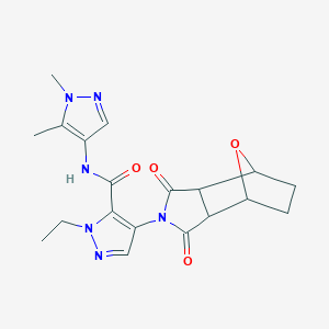 molecular formula C19H22N6O4 B10924076 N-(1,5-dimethyl-1H-pyrazol-4-yl)-4-(1,3-dioxooctahydro-2H-4,7-epoxyisoindol-2-yl)-1-ethyl-1H-pyrazole-5-carboxamide 