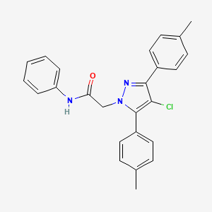 molecular formula C25H22ClN3O B10924157 2-[4-chloro-3,5-bis(4-methylphenyl)-1H-pyrazol-1-yl]-N-phenylacetamide 