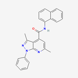 molecular formula C25H20N4O B10924164 3,6-dimethyl-N-(naphthalen-1-yl)-1-phenyl-1H-pyrazolo[3,4-b]pyridine-4-carboxamide 