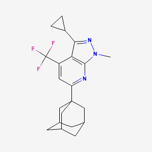 molecular formula C21H24F3N3 B10924179 6-(1-Adamantyl)-3-cyclopropyl-1-methyl-4-(trifluoromethyl)-1H-pyrazolo[3,4-B]pyridine 