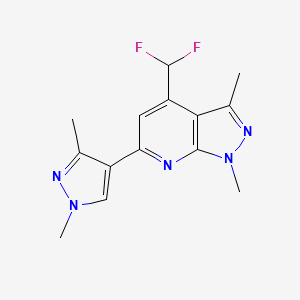 molecular formula C14H15F2N5 B10924188 4-(difluoromethyl)-6-(1,3-dimethyl-1H-pyrazol-4-yl)-1,3-dimethyl-1H-pyrazolo[3,4-b]pyridine 