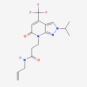 molecular formula C16H19F3N4O2 B10924213 3-[6-oxo-2-(propan-2-yl)-4-(trifluoromethyl)-2,6-dihydro-7H-pyrazolo[3,4-b]pyridin-7-yl]-N-(prop-2-en-1-yl)propanamide 