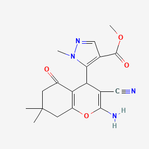 Methyl 5-(2-amino-3-cyano-7,7-dimethyl-5-oxo-5,6,7,8-tetrahydro-4H-chromen-4-YL)-1-methyl-1H-pyrazole-4-carboxylate