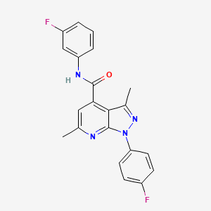 molecular formula C21H16F2N4O B10924242 N-(3-fluorophenyl)-1-(4-fluorophenyl)-3,6-dimethyl-1H-pyrazolo[3,4-b]pyridine-4-carboxamide 