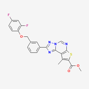 molecular formula C23H16F2N4O3S B10924258 Methyl 2-{3-[(2,4-difluorophenoxy)methyl]phenyl}-9-methylthieno[3,2-e][1,2,4]triazolo[1,5-c]pyrimidine-8-carboxylate 