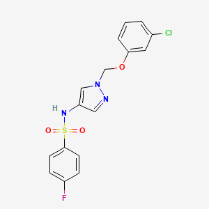 molecular formula C16H13ClFN3O3S B10924264 N-{1-[(3-chlorophenoxy)methyl]-1H-pyrazol-4-yl}-4-fluorobenzenesulfonamide 