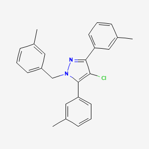 molecular formula C25H23ClN2 B10924267 4-chloro-1-(3-methylbenzyl)-3,5-bis(3-methylphenyl)-1H-pyrazole 