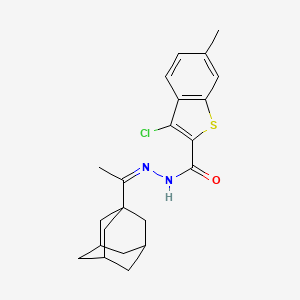 molecular formula C22H25ClN2OS B10924268 N'~2~-[(Z)-1-(1-Adamantyl)ethylidene]-3-chloro-6-methyl-1-benzothiophene-2-carbohydrazide 