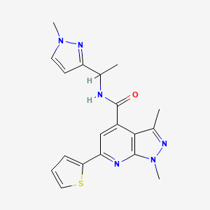 1,3-dimethyl-N-[1-(1-methyl-1H-pyrazol-3-yl)ethyl]-6-(thiophen-2-yl)-1H-pyrazolo[3,4-b]pyridine-4-carboxamide