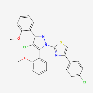 2-[4-chloro-3,5-bis(2-methoxyphenyl)-1H-pyrazol-1-yl]-4-(4-chlorophenyl)-1,3-thiazole