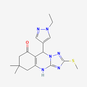 9-(1-ethyl-1H-pyrazol-4-yl)-6,6-dimethyl-2-(methylsulfanyl)-5,6,7,9-tetrahydro[1,2,4]triazolo[5,1-b]quinazolin-8(4H)-one