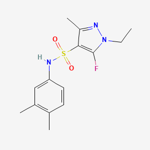 molecular formula C14H18FN3O2S B10924378 N-(3,4-Dimethylphenyl)-1-ethyl-5-fluoro-3-methyl-1H-pyrazole-4-sulfonamide 