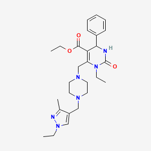 ethyl 1-ethyl-6-({4-[(1-ethyl-3-methyl-1H-pyrazol-4-yl)methyl]piperazin-1-yl}methyl)-2-oxo-4-phenyl-1,2,3,4-tetrahydropyrimidine-5-carboxylate