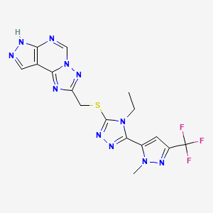 2-[({4-ethyl-5-[1-methyl-3-(trifluoromethyl)-1H-pyrazol-5-yl]-4H-1,2,4-triazol-3-yl}sulfanyl)methyl]-7H-pyrazolo[4,3-e][1,2,4]triazolo[1,5-c]pyrimidine