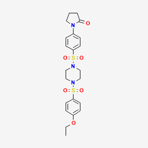 molecular formula C22H27N3O6S2 B10924472 1-[4-({4-[(4-Ethoxyphenyl)sulfonyl]piperazin-1-yl}sulfonyl)phenyl]pyrrolidin-2-one 