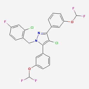 molecular formula C24H15Cl2F5N2O2 B10924478 4-chloro-1-(2-chloro-4-fluorobenzyl)-3,5-bis[3-(difluoromethoxy)phenyl]-1H-pyrazole 