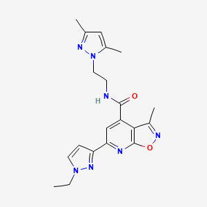 molecular formula C20H23N7O2 B10924510 N-[2-(3,5-dimethyl-1H-pyrazol-1-yl)ethyl]-6-(1-ethyl-1H-pyrazol-3-yl)-3-methyl[1,2]oxazolo[5,4-b]pyridine-4-carboxamide 