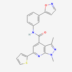 molecular formula C22H17N5O2S B10924543 1,3-dimethyl-N-[3-(1,2-oxazol-5-yl)phenyl]-6-(thiophen-2-yl)-1H-pyrazolo[3,4-b]pyridine-4-carboxamide 