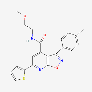 N-(2-methoxyethyl)-3-(4-methylphenyl)-6-(thiophen-2-yl)[1,2]oxazolo[5,4-b]pyridine-4-carboxamide