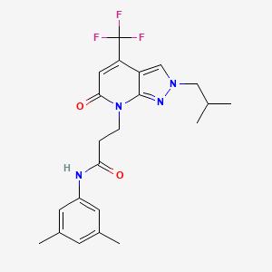 molecular formula C22H25F3N4O2 B10924592 N-(3,5-dimethylphenyl)-3-[2-(2-methylpropyl)-6-oxo-4-(trifluoromethyl)-2,6-dihydro-7H-pyrazolo[3,4-b]pyridin-7-yl]propanamide 