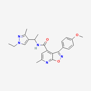 molecular formula C23H25N5O3 B10924625 N-[1-(1-ethyl-3-methyl-1H-pyrazol-4-yl)ethyl]-3-(4-methoxyphenyl)-6-methyl[1,2]oxazolo[5,4-b]pyridine-4-carboxamide 