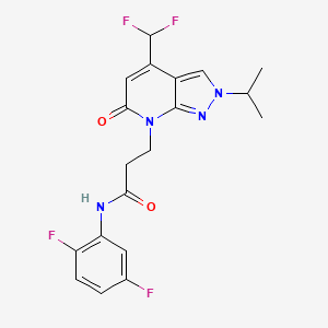 molecular formula C19H18F4N4O2 B10924656 3-[4-(difluoromethyl)-6-oxo-2-(propan-2-yl)-2,6-dihydro-7H-pyrazolo[3,4-b]pyridin-7-yl]-N-(2,5-difluorophenyl)propanamide 