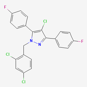 molecular formula C22H13Cl3F2N2 B10924688 4-chloro-1-(2,4-dichlorobenzyl)-3,5-bis(4-fluorophenyl)-1H-pyrazole 