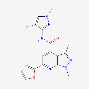 N-(4-chloro-1-methyl-1H-pyrazol-3-yl)-6-(furan-2-yl)-1,3-dimethyl-1H-pyrazolo[3,4-b]pyridine-4-carboxamide