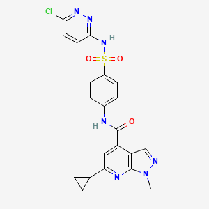 molecular formula C21H18ClN7O3S B10924716 N-{4-[(6-chloropyridazin-3-yl)sulfamoyl]phenyl}-6-cyclopropyl-1-methyl-1H-pyrazolo[3,4-b]pyridine-4-carboxamide 