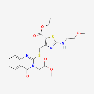 Ethyl 2-[(2-methoxyethyl)amino]-4-({[3-(2-methoxy-2-oxoethyl)-4-oxo-3,4-dihydroquinazolin-2-yl]sulfanyl}methyl)-1,3-thiazole-5-carboxylate