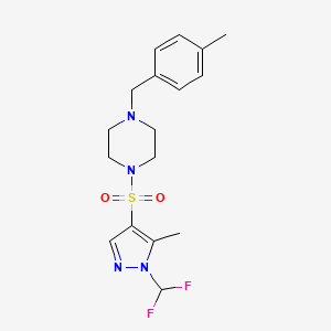 molecular formula C17H22F2N4O2S B10924740 1-{[1-(difluoromethyl)-5-methyl-1H-pyrazol-4-yl]sulfonyl}-4-(4-methylbenzyl)piperazine 