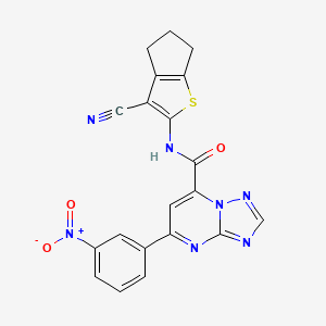 molecular formula C20H13N7O3S B10924805 N-(3-cyano-5,6-dihydro-4H-cyclopenta[b]thiophen-2-yl)-5-(3-nitrophenyl)[1,2,4]triazolo[1,5-a]pyrimidine-7-carboxamide 