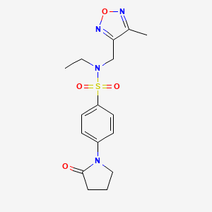 molecular formula C16H20N4O4S B10924809 N-ethyl-N-[(4-methyl-1,2,5-oxadiazol-3-yl)methyl]-4-(2-oxopyrrolidin-1-yl)benzenesulfonamide 